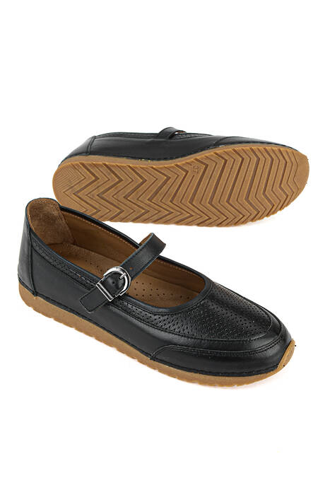 Hakiki Deri Kadın Babet Siyah