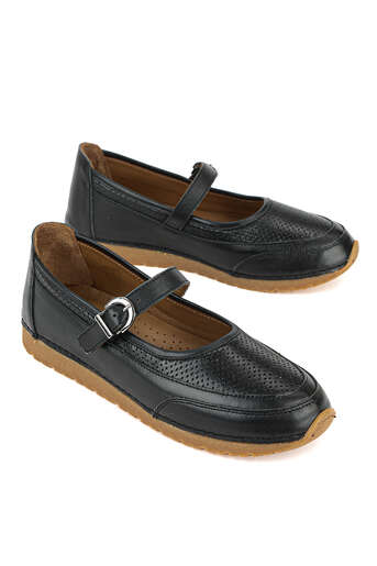 Ziya - Black Genuine Leather Women's Ballet Flats (1)