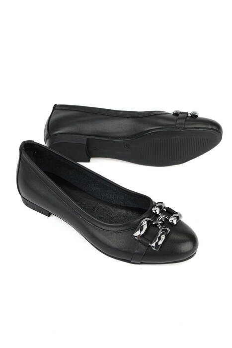 Hakiki Deri Kadın Babet Siyah