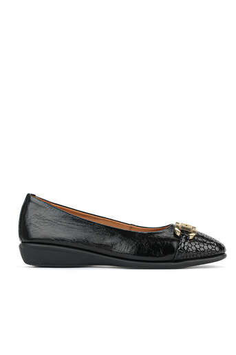 Ziya - Black Genuine Leather Women's Ballet Flats (1)