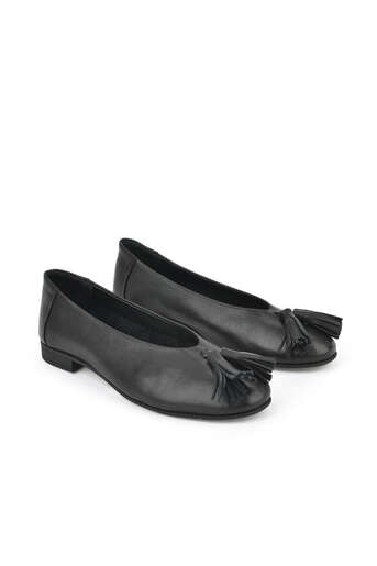 Ziya - Hakiki Deri Kadın Babet Siyah (1)