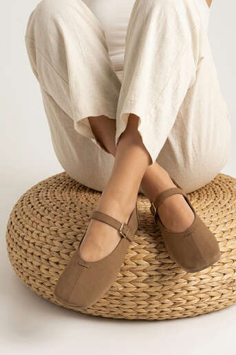 Ziya - Tan Genuine Leather Women's Ballet Flats