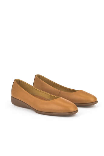 Ziya - Tan Genuine Leather Women's Ballet Flats (1) Ziya - Tan Genuine Leather Women's Ballet Flats (1)