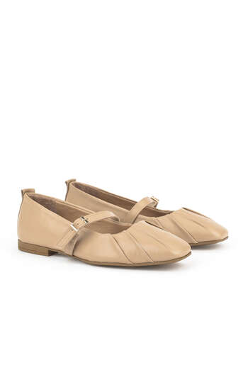 Ziya - Nude Genuine Leather Women's Ballet Flats (1) Ziya - Nude Genuine Leather Women's Ballet Flats (1)
