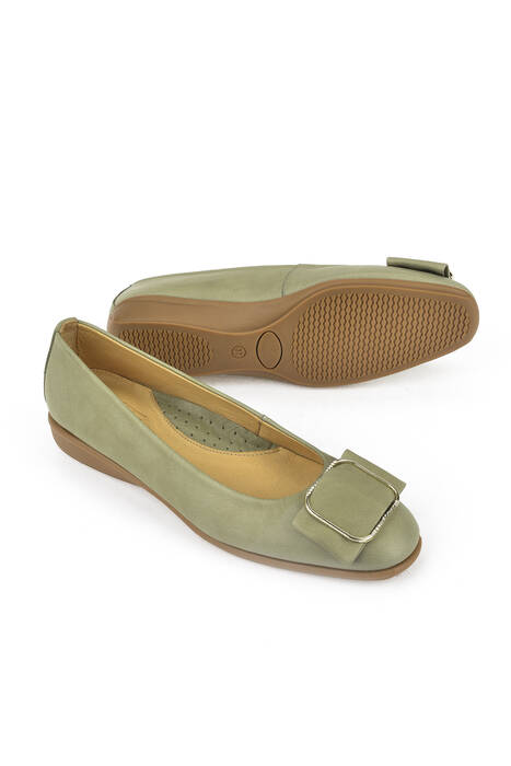 Hakiki Deri Kadın Babet Yeşil