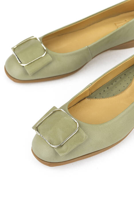 Hakiki Deri Kadın Babet Yeşil