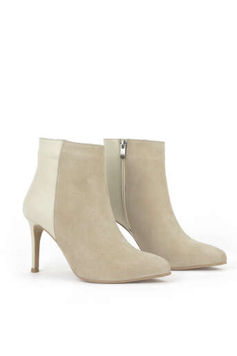 Ziya - Hakiki Deri Kadın Bot Bej (1)