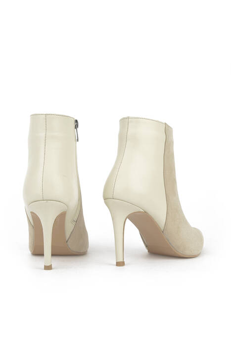 Hakiki Deri Kadın Bot Bej