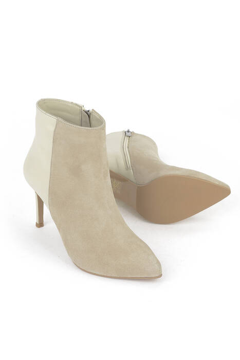 Hakiki Deri Kadın Bot Bej