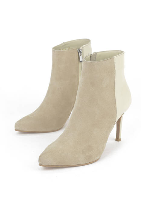 Hakiki Deri Kadın Bot Bej