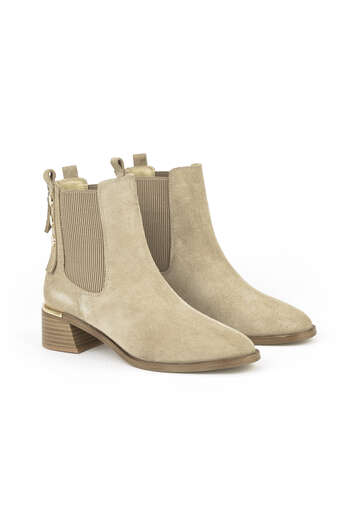 Ziya - Hakiki Deri Kadın Bot Bej (1)