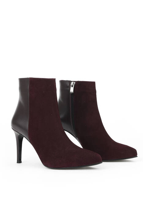 Hakiki Deri Kadın Bot Bordo