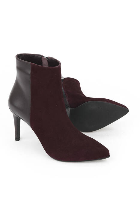 Hakiki Deri Kadın Bot Bordo