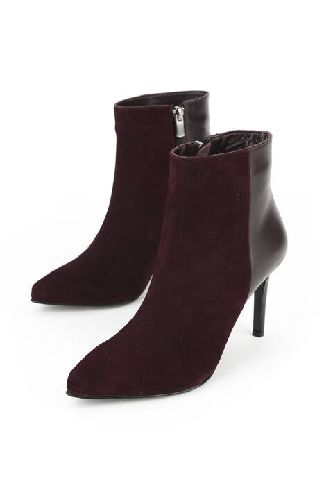 Hakiki Deri Kadın Bot Bordo