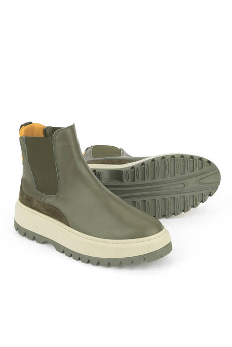 Hakiki Deri Kadın Bot Haki