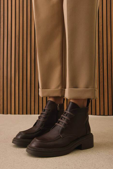 Hakiki Deri Kadın Bot Kahverengi