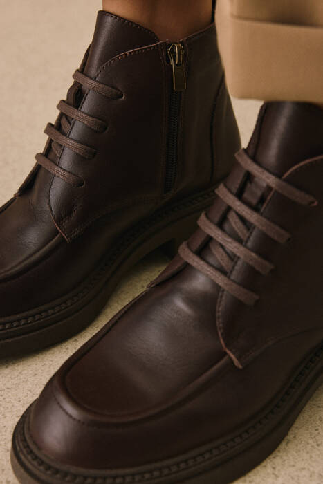 Hakiki Deri Kadın Bot Kahverengi