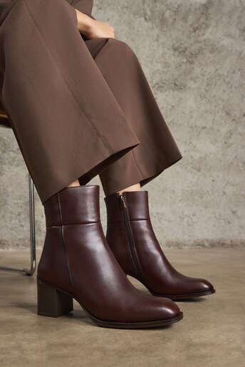 Ziya - Hakiki Deri Kadın Bot Kahverengi
