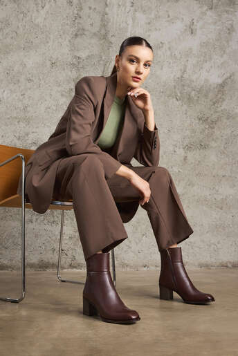 Ziya - Hakiki Deri Kadın Bot Kahverengi (1)