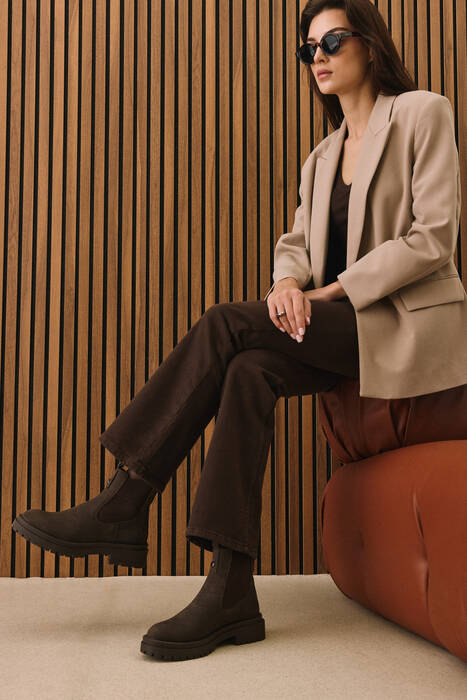 Hakiki Deri Kadın Bot Kahverengi