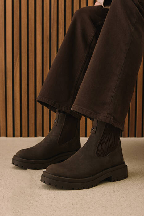 Hakiki Deri Kadın Bot Kahverengi