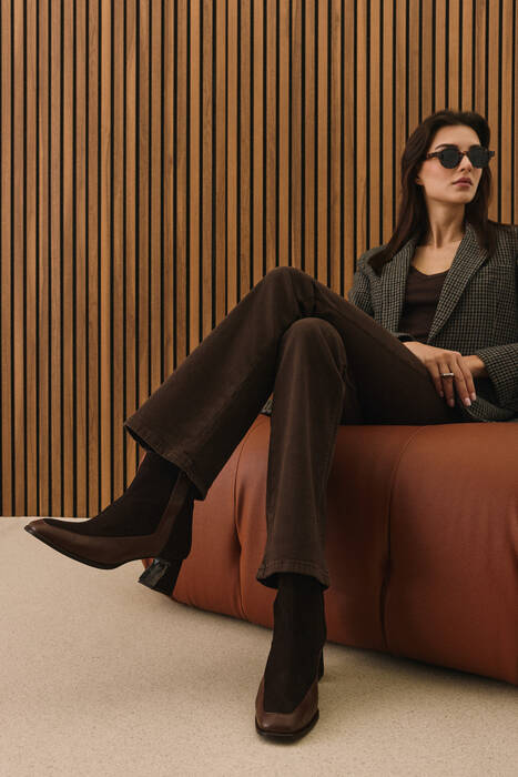 Hakiki Deri Kadın Bot Kahverengi