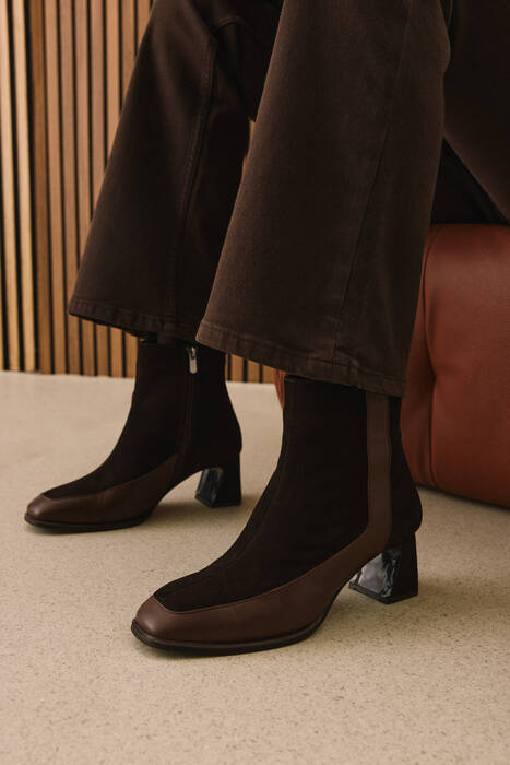 Hakiki Deri Kadın Bot Kahverengi