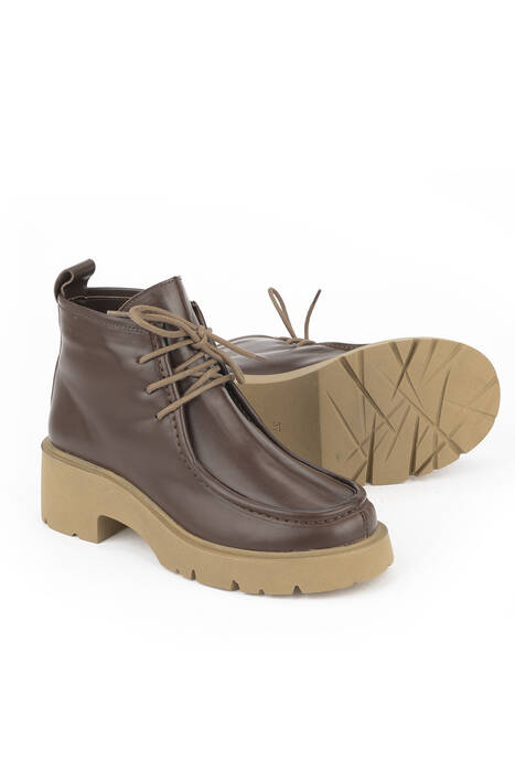 Hakiki Deri Kadın Bot Kahverengi