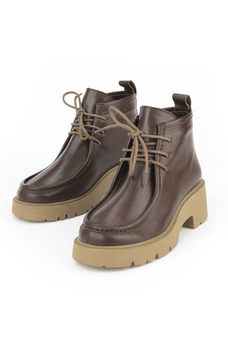 Hakiki Deri Kadın Bot Kahverengi