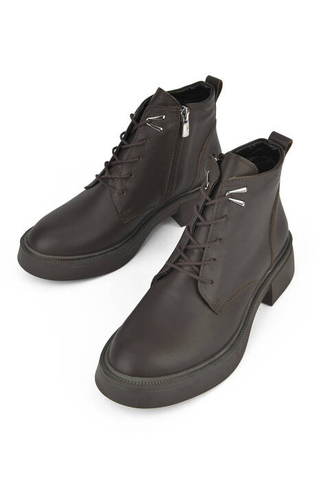 Brown Genuine Leather Womens's Boots