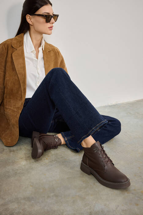 Brown Genuine Leather Womens's Boots
