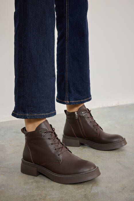 Brown Genuine Leather Womens's Boots