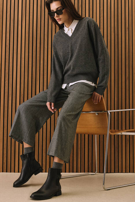 Hakiki Deri Kadın Bot Siyah