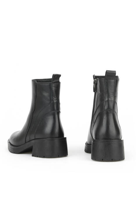 Hakiki Deri Kadın Bot Siyah
