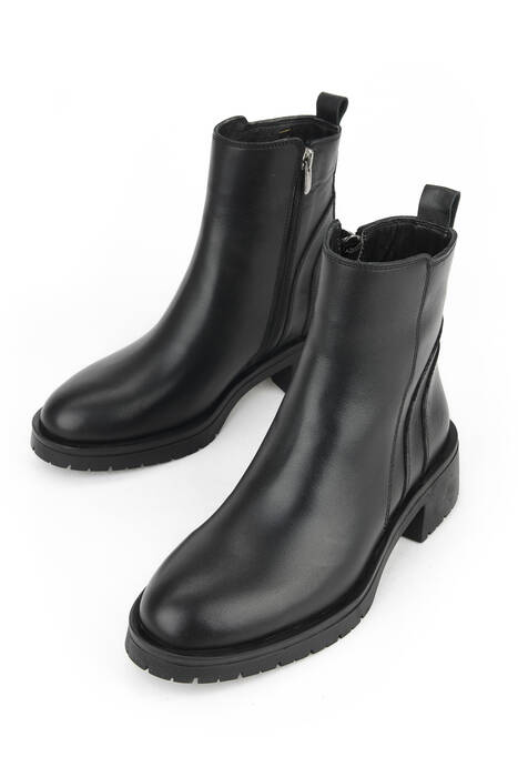 Hakiki Deri Kadın Bot Siyah