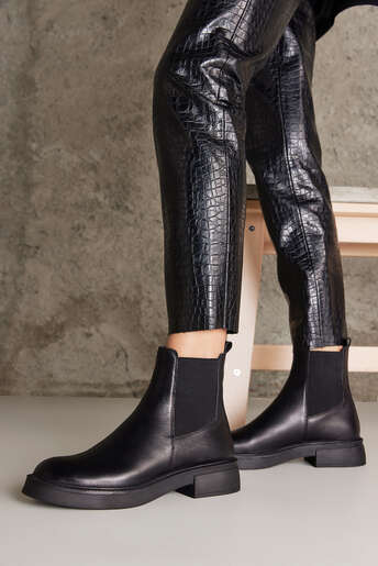 Ziya - Hakiki Deri Kadın Bot Siyah