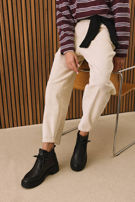 Hakiki Deri Kadın Bot Siyah