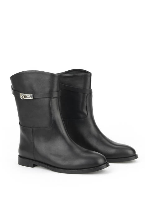 Hakiki Deri Kadın Çizme Siyah