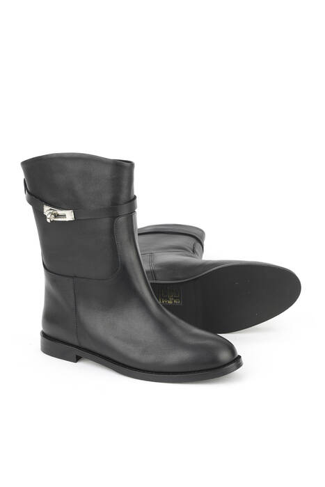 Hakiki Deri Kadın Çizme Siyah