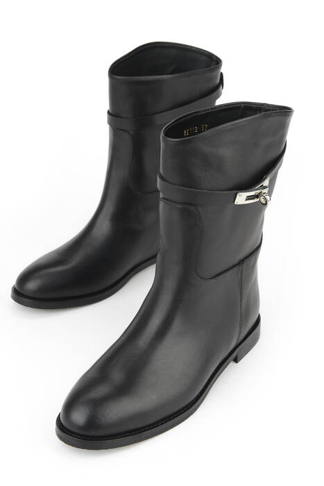 Hakiki Deri Kadın Çizme Siyah