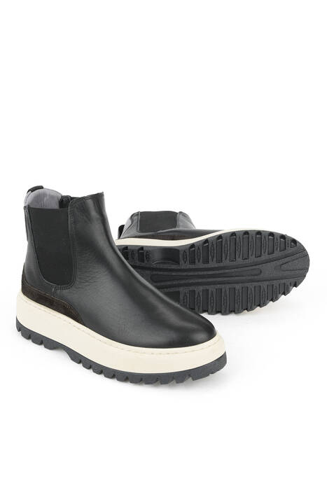 Hakiki Deri Kadın Bot Siyah