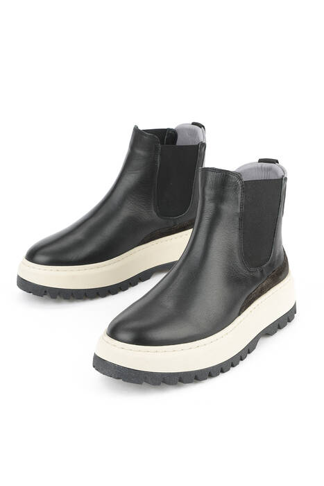 Hakiki Deri Kadın Bot Siyah