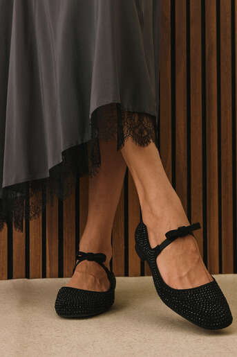 Ziya - Black Genuine Leather Women's Ballet Flats Ziya - Black Genuine Leather Women's Ballet Flats