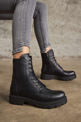 Ziya - Black Genuine Leather Womens's Boots