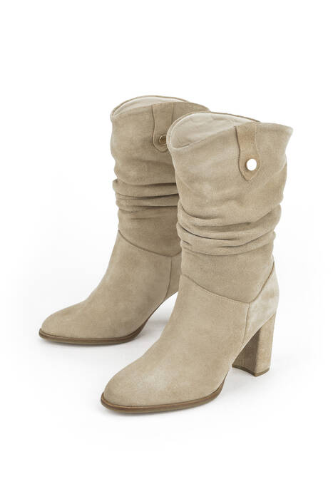 Beige Genuine Leather Women's Tall Boots Beige Genuine Leather Women's Tall Boots
