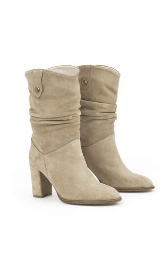 Ziya - Beige Genuine Leather Women's Tall Boots (1)