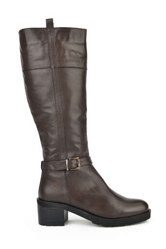 Ziya - Brown Genuine Leather Women's Tall Boots