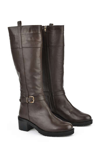 Ziya - Brown Genuine Leather Women's Tall Boots (1)