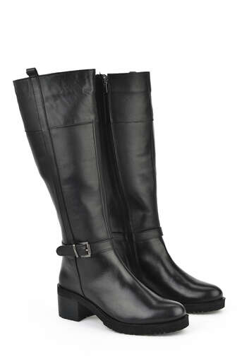 Ziya - Black Genuine Leather Women's Tall Boots (1) Ziya - Black Genuine Leather Women's Tall Boots (1)