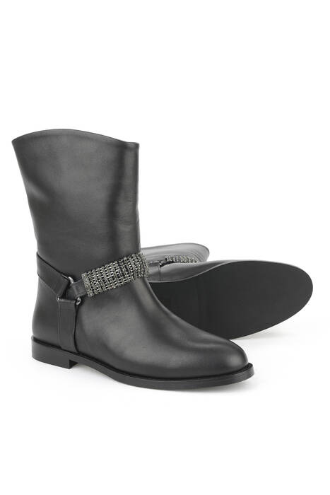 Hakiki Deri Kadın Çizme Siyah